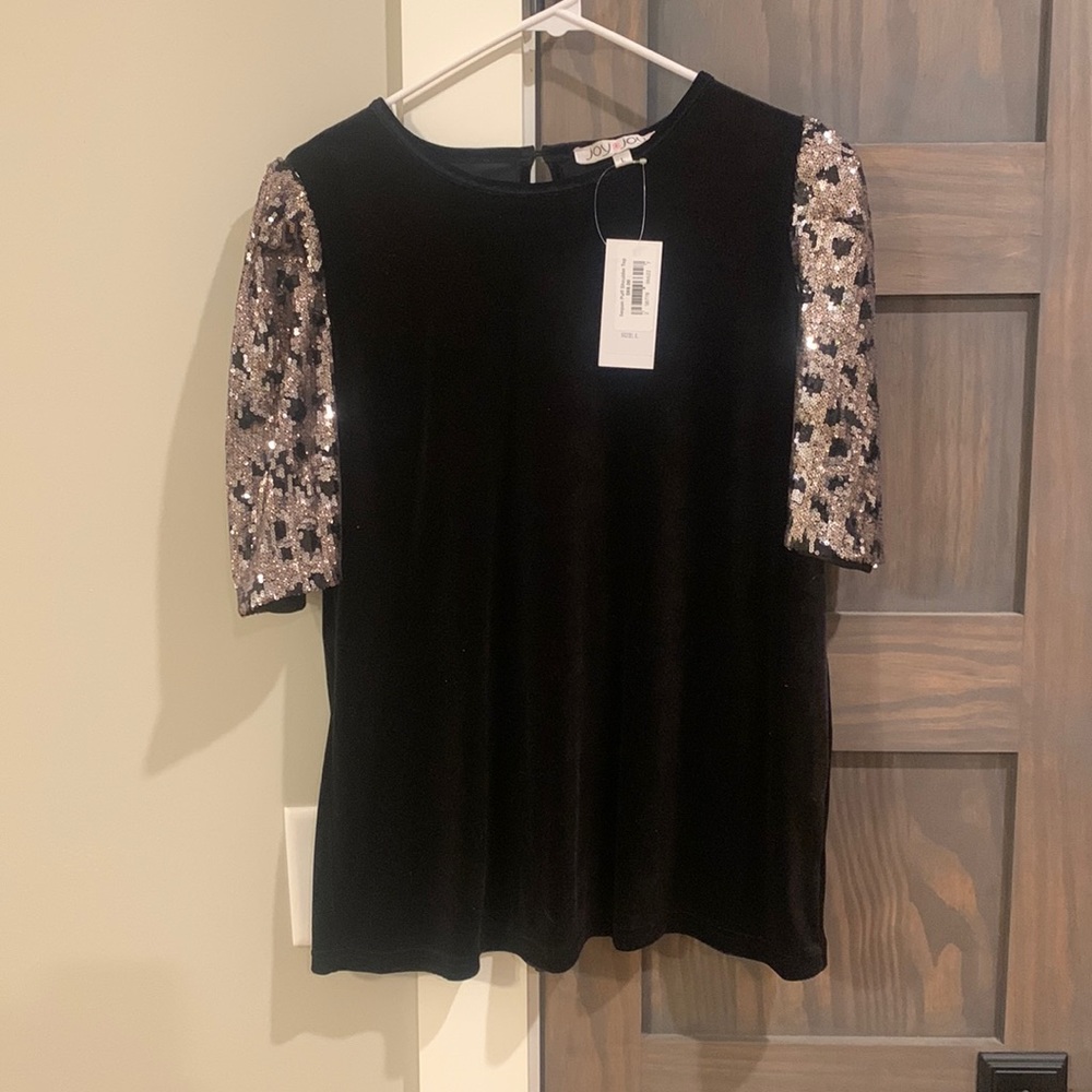 Black Velvet Sequin Joy Joy Top size large